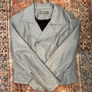 Bagatelle faux leather bomber jacket in light blue